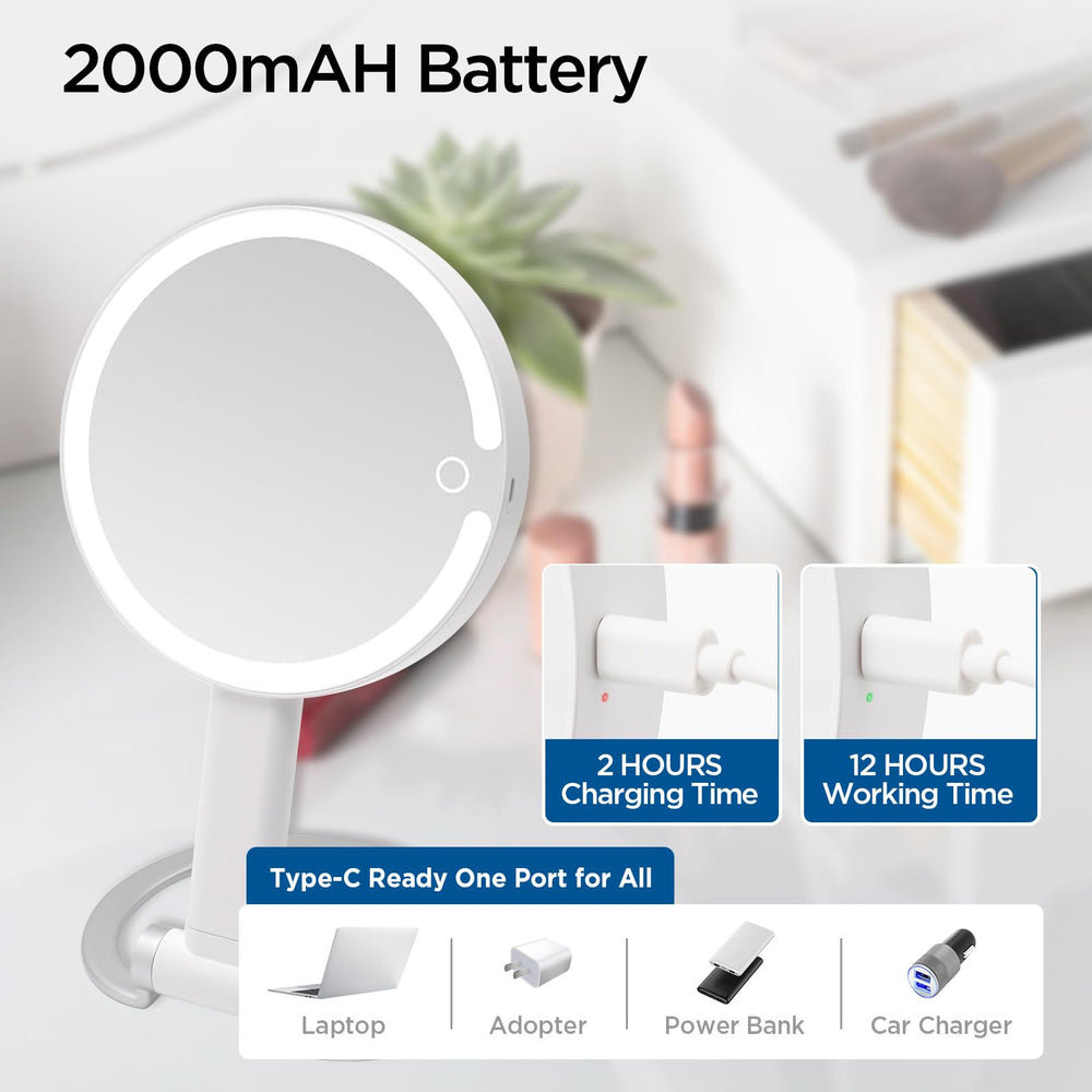 SANYCASA 360-degree rotation lets you adjust angles for comfortable viewing during makeup.