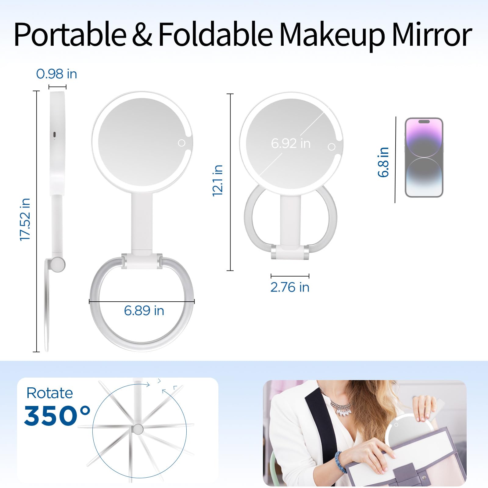 SANYCASA mirror shows 64 LED lights delivering even, shadow-free makeup illumination.