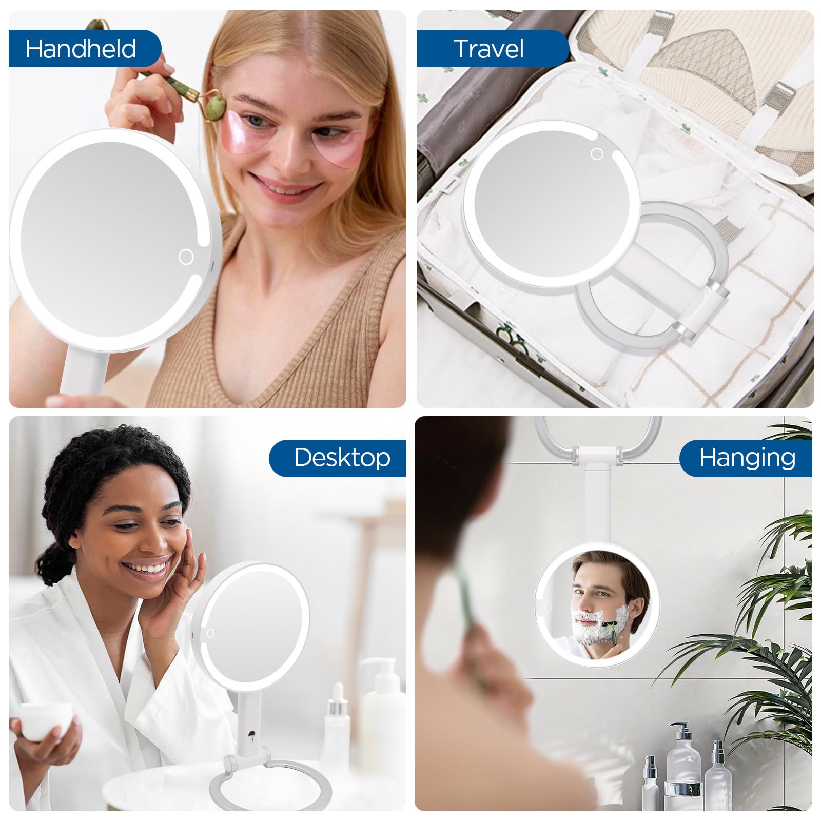 SANYCASA USB-C rechargeable mirror with memory keeps your last setting ready.