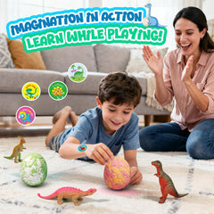 Sanyi dino toy inside bath bomb reveals surprise toy during bath time.