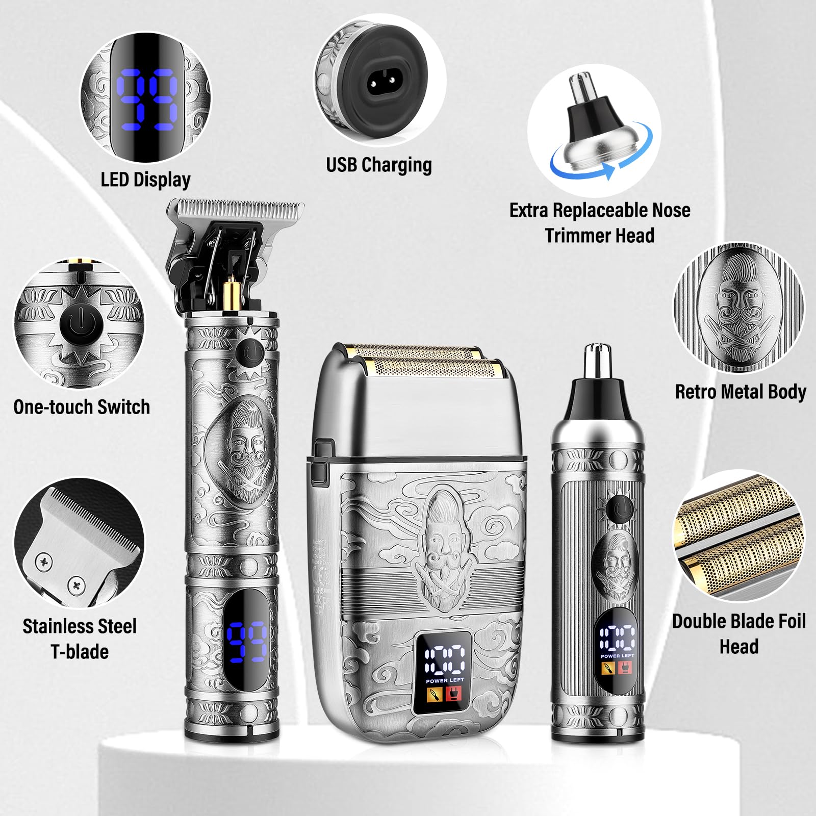Saoilli smart LED display on trimmer shows battery status and maintenance cues.