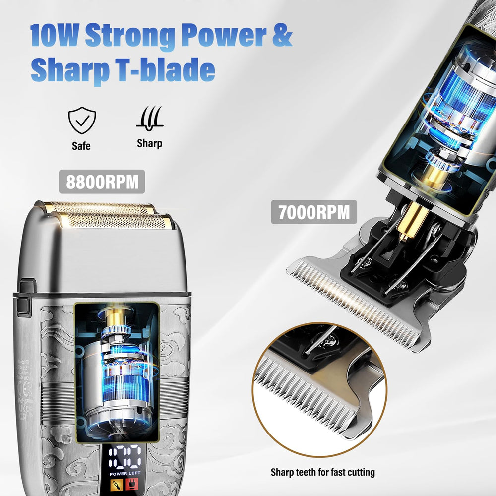 Saoilli T-blade beard trimmer focusing on clean lines and detail.