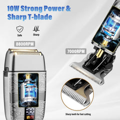 Saoilli T-blade beard trimmer focusing on clean lines and detail.