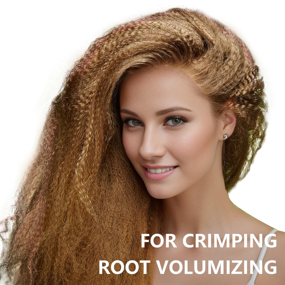 SAOSA hair crimper iron in use creating fluffy, retro-inspired texture.