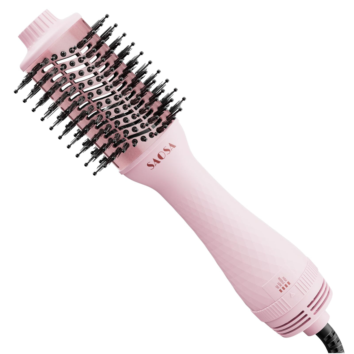 SAOSA hair dryer brush oval design with 360 airflow for quick styling.