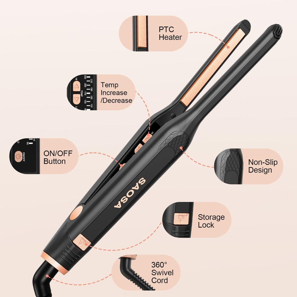 SAOSA Pencil Flat Iron 360° swivel cord allows tangle-free movement while styling