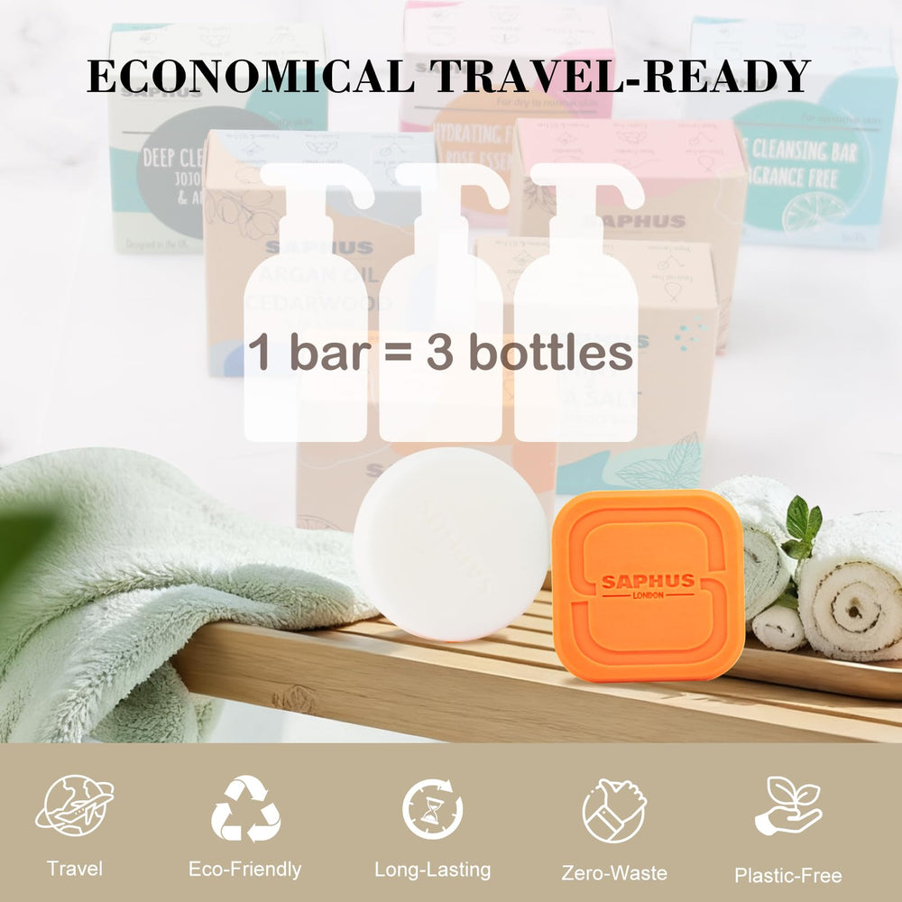 Travel-size SAPHUS Argan Oil Bar set ideal for on-the-go care.