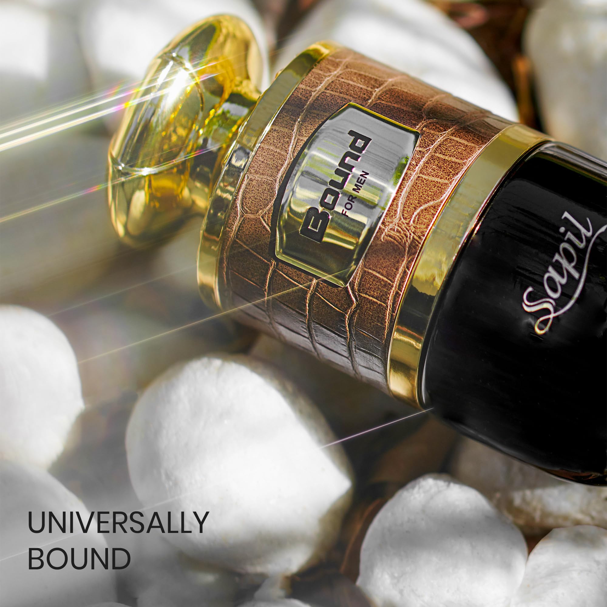 Sapil Bound close-up shows premium cap and luxe finish.