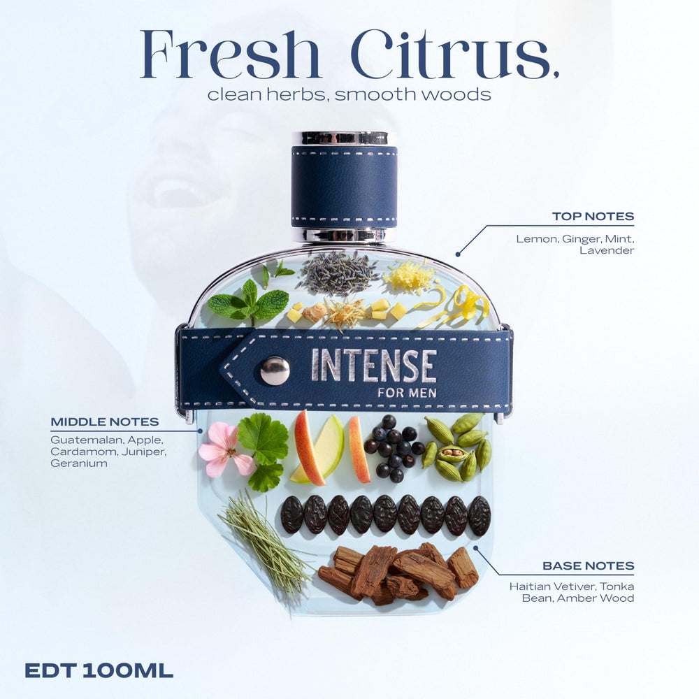 Sapil Intense mid notes of cardamom and mint shape refined presence.
