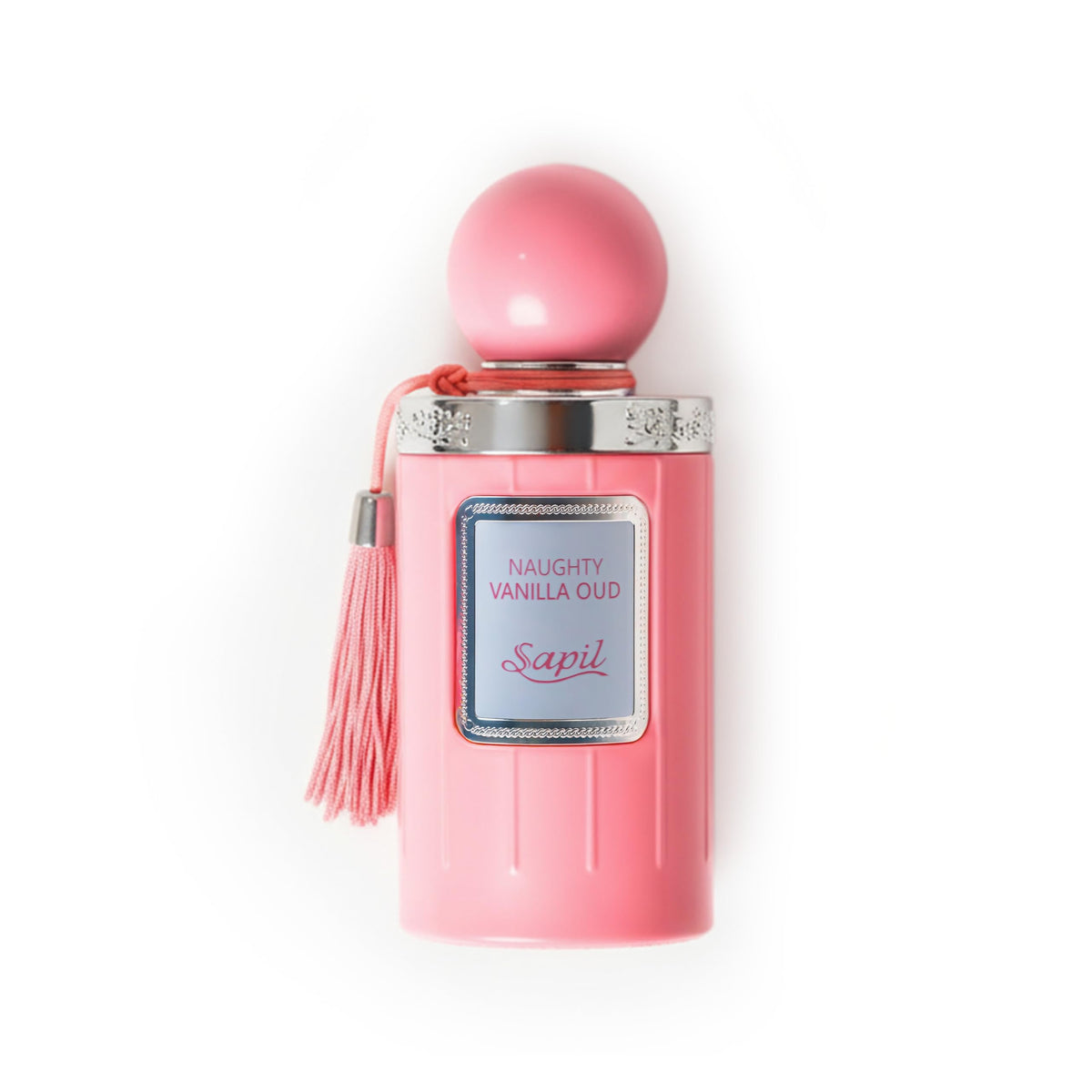 Sapil Naughty Vanilla Oud bottle showcases a luxurious vanilla-oud blend for everyday elegance.