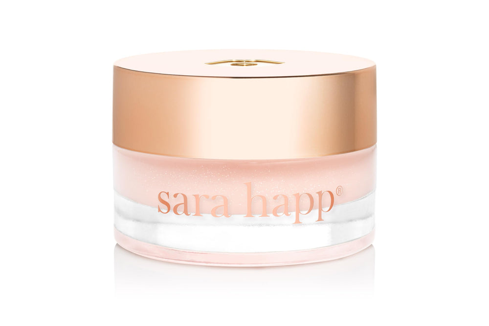 Sara Happ Lip Slip Luxe Balm close-up showing creamy hydration for soft lips.