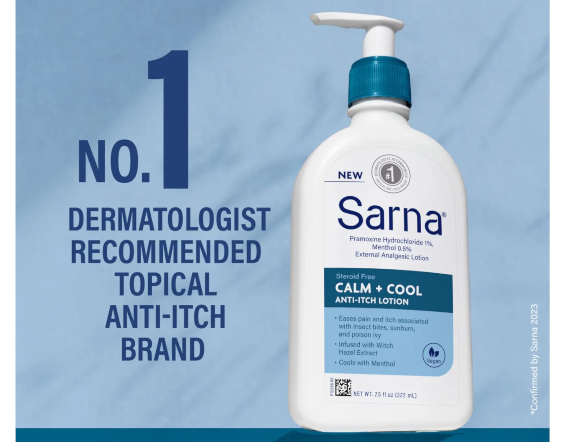 Sarna Calm + Cool applied to arm for a cool, calming sensation.