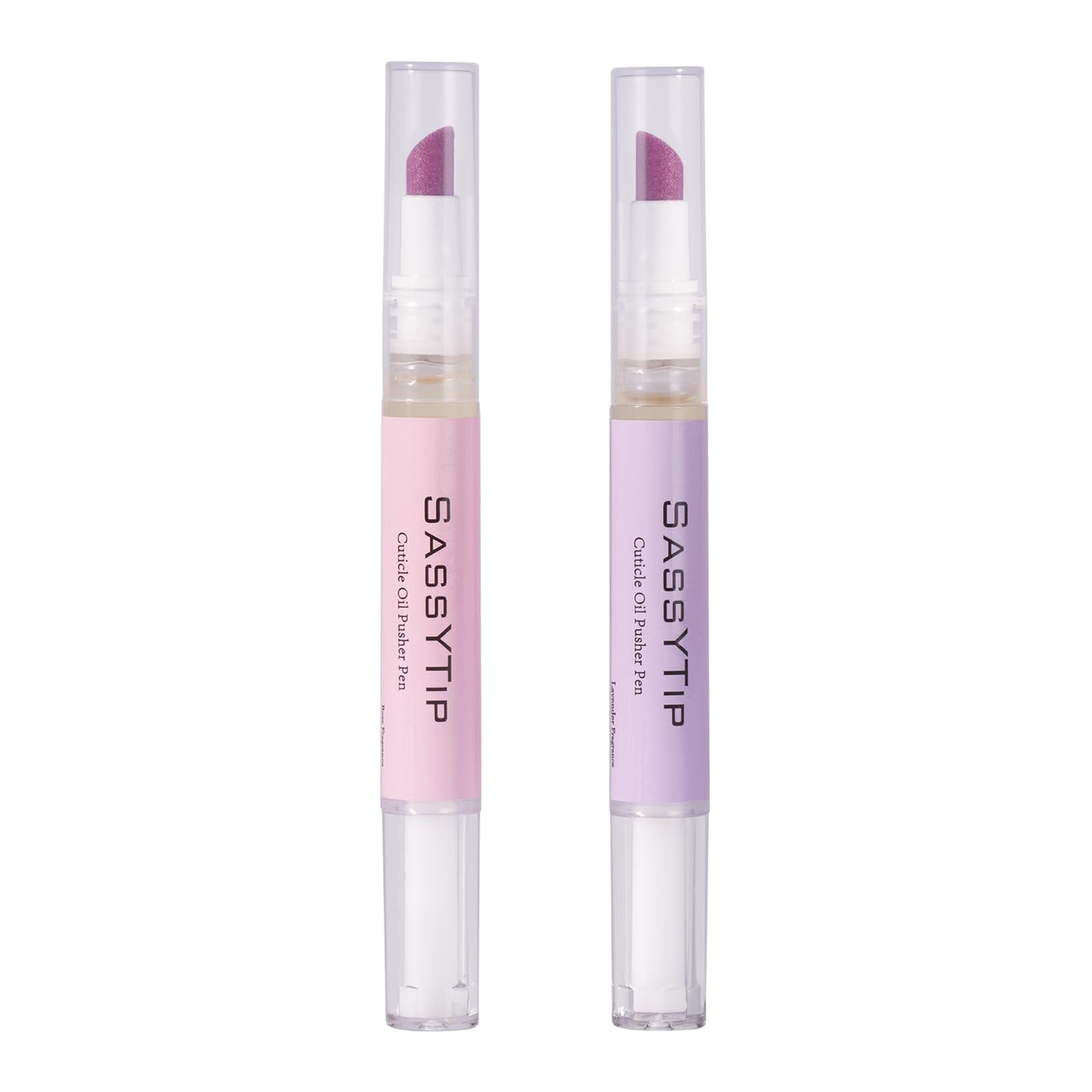 SASSYTIP Ceramic Cuticle Pusher close-up with rose-lavender scent for pampering nail care.
