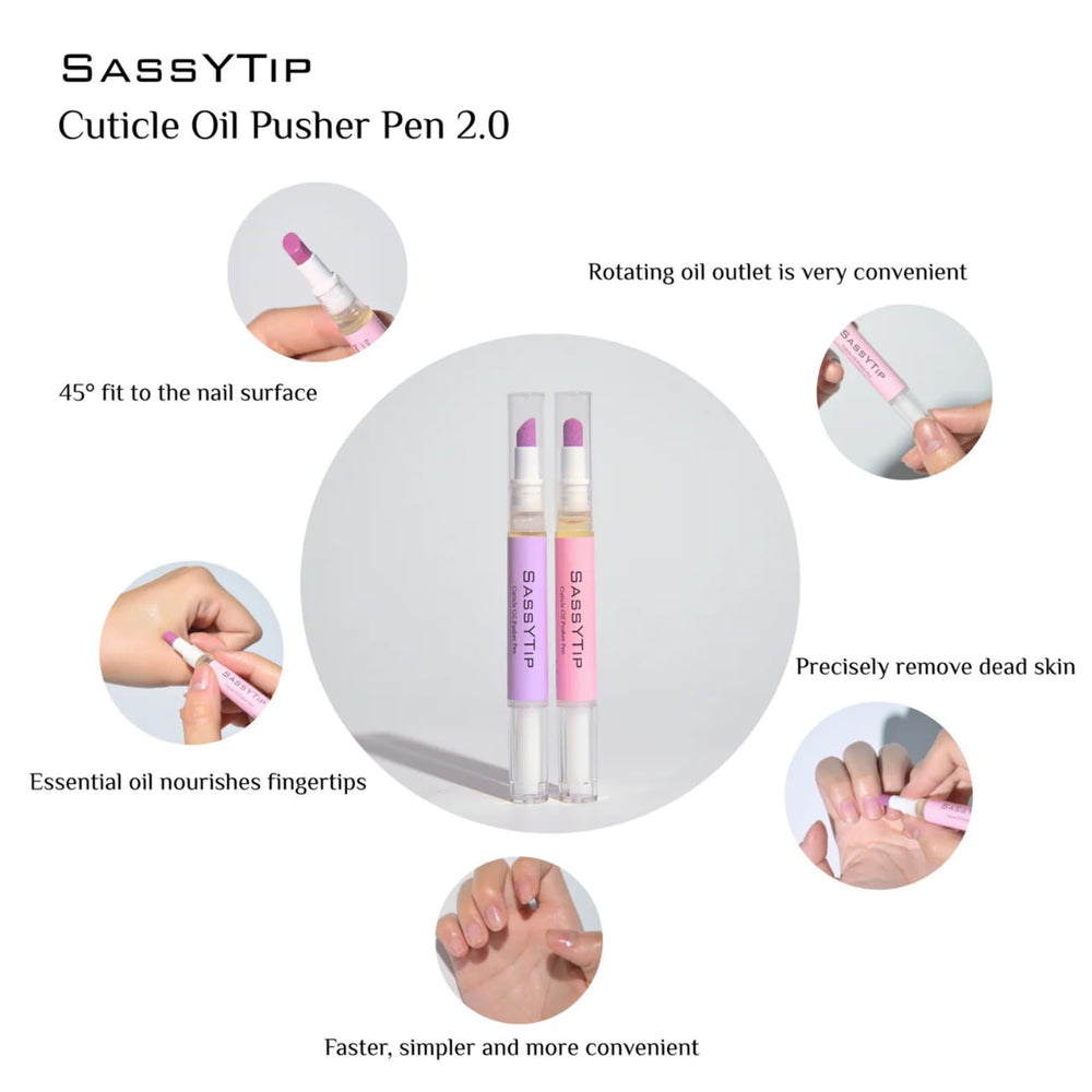 SASSYTIP Ceramic Tip close-up highlights gentle exfoliation for delicate nail beds.