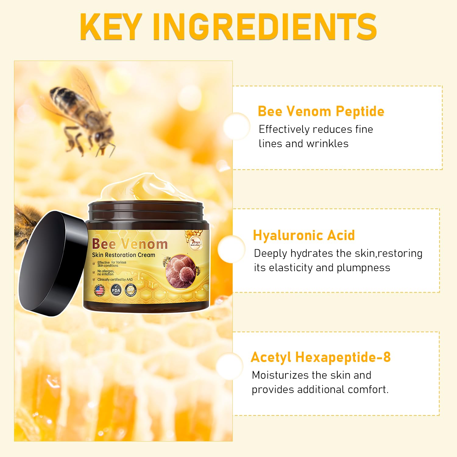 Satasiam Bee Venom Comprehensive Cream day night routine image demonstrates versatile use