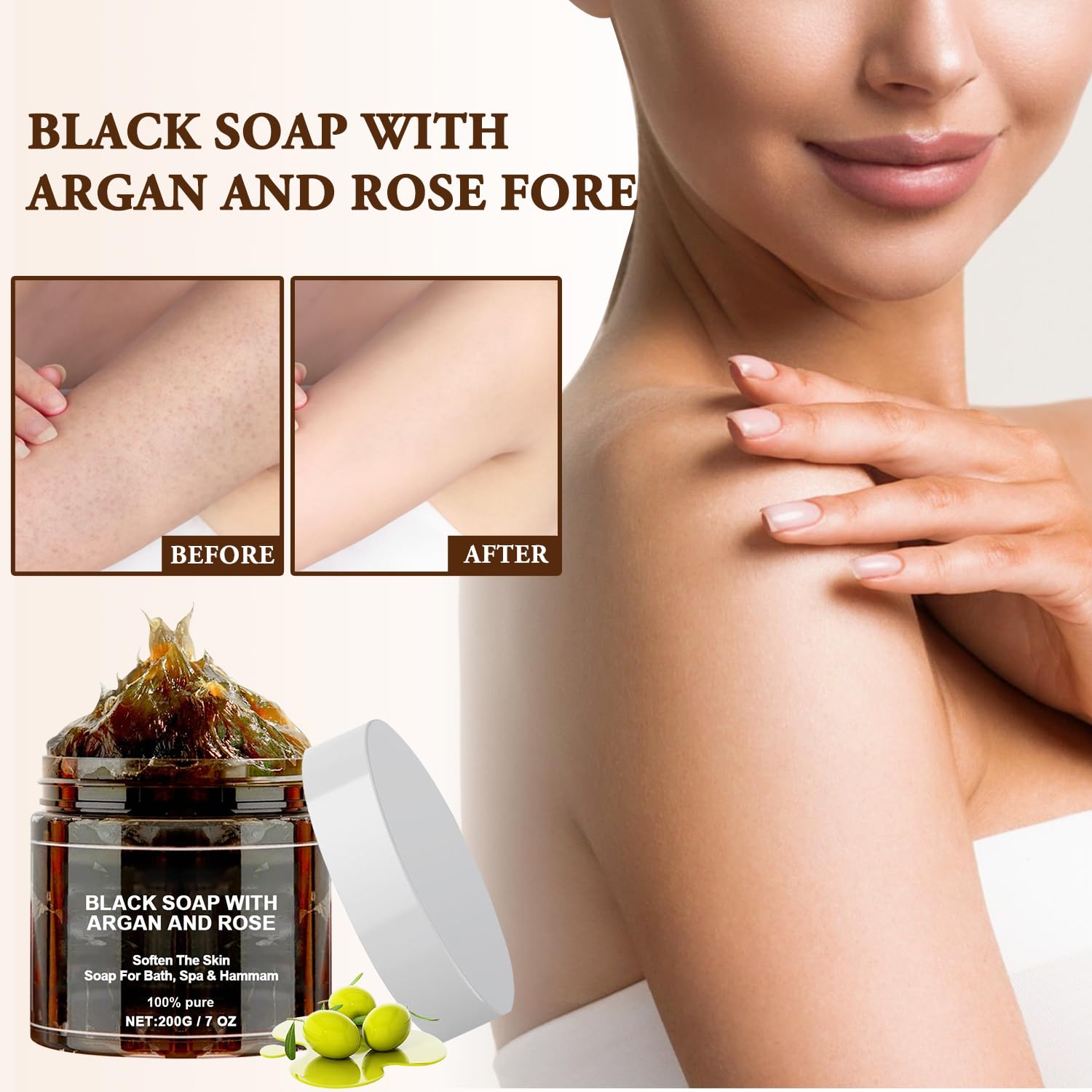 Satasiam Morocco Black Soap routine image shows daily face and body care