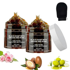 Satasiam Morocco Black Soap with olive paste for deep cleansing and hydration