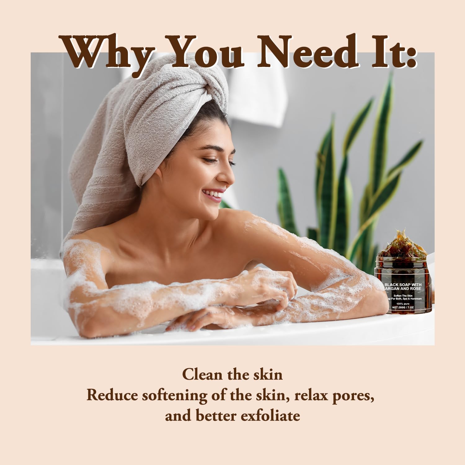 Satasiam Morocco Black Soap rose petals highlight gentle exfoliation and aroma