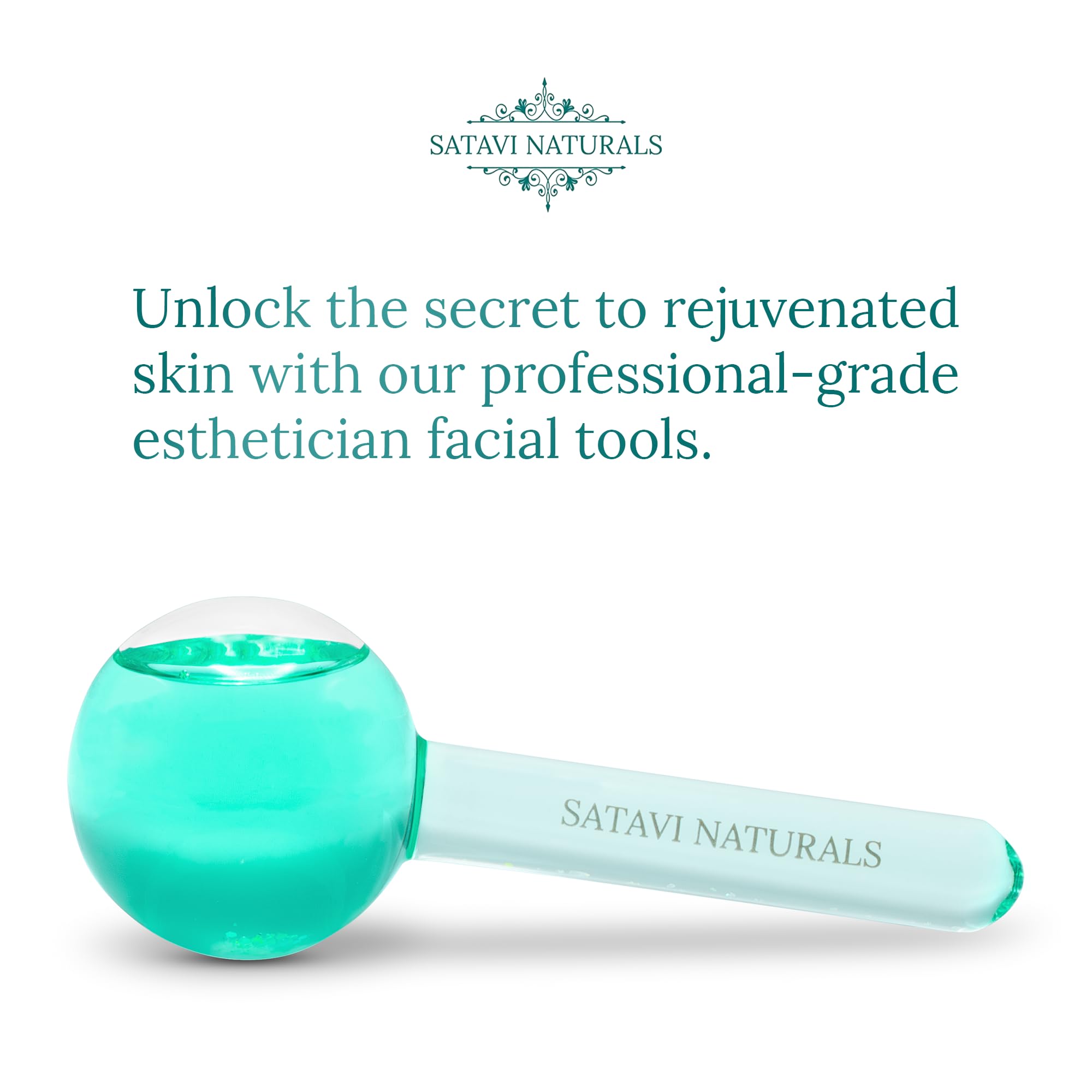 Satavi Naturals Beauty Ice Globes in use demonstrates uplifting cold facial massage