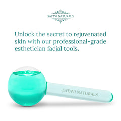 Satavi Naturals Beauty Ice Globes in use demonstrates uplifting cold facial massage