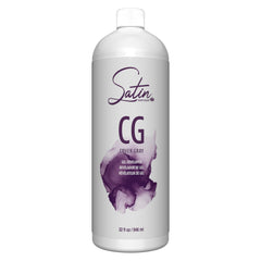 Satin Cover Gray bottle close-up, silicone-enhanced formula for smooth color development.