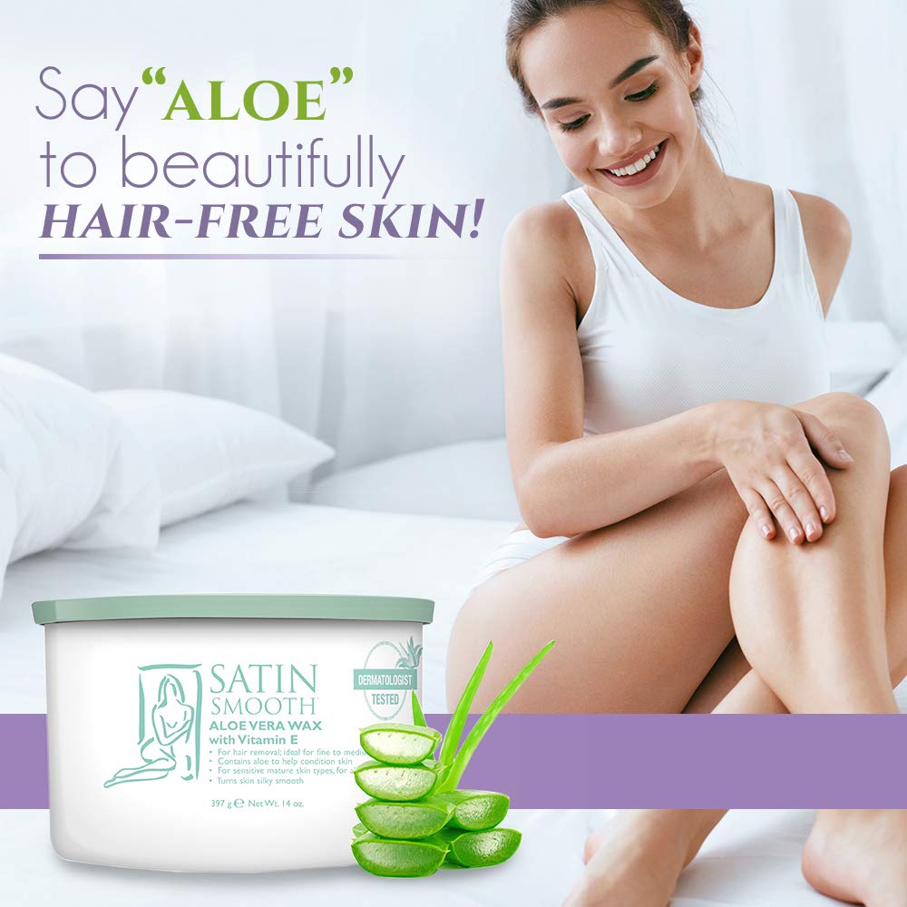 SATIN SMOOTH Aloe Vera Wax application action demonstrates precise at-home waxing