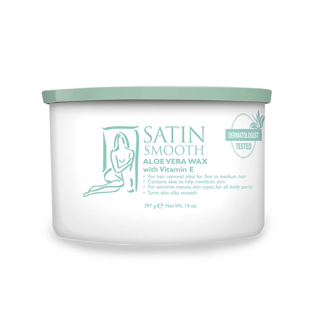 SATIN SMOOTH Aloe Vera Wax jar close-up for at-home waxing with salon-like results