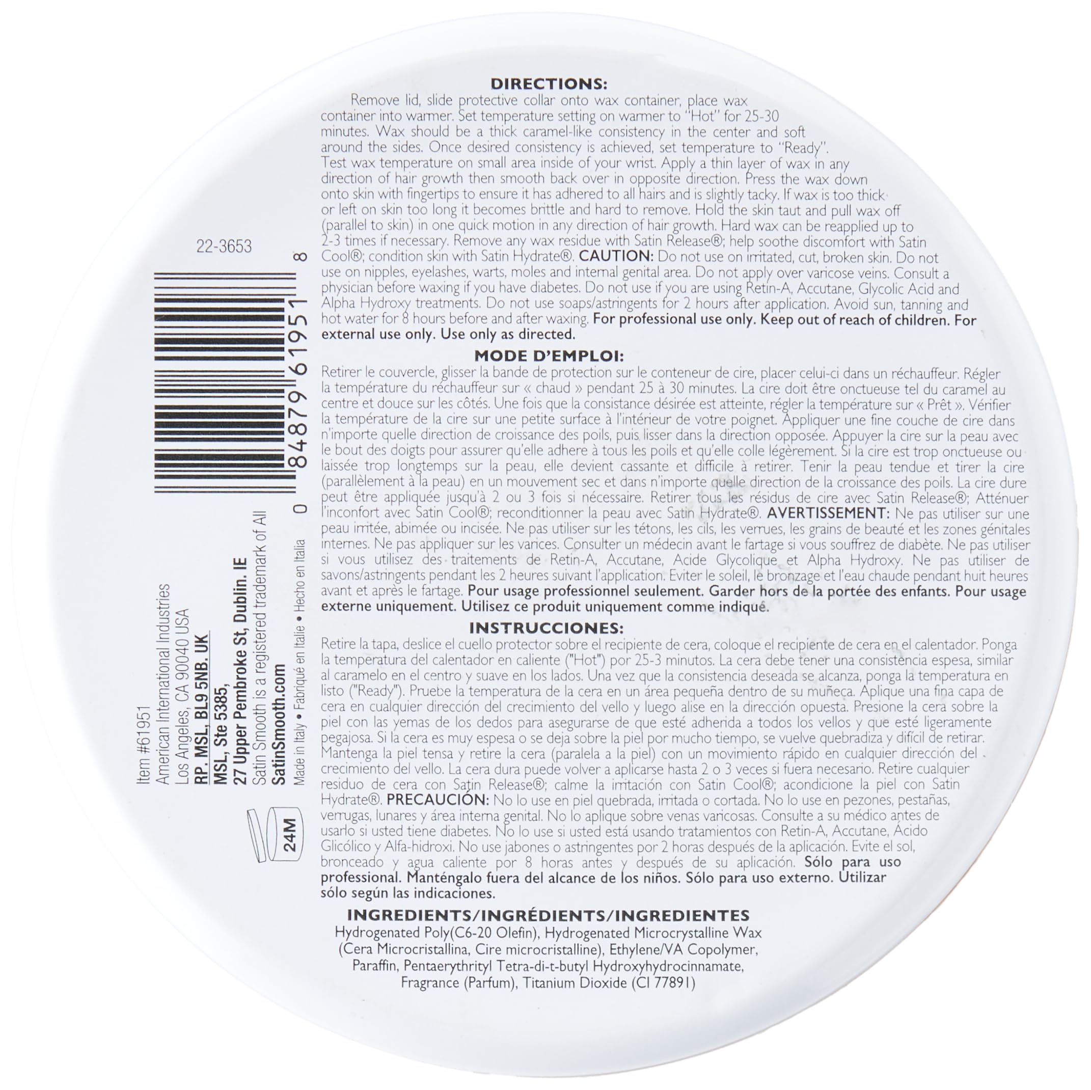SATIN SMOOTH Coconut Aroma hard wax application—multidirectional use for smooth results.