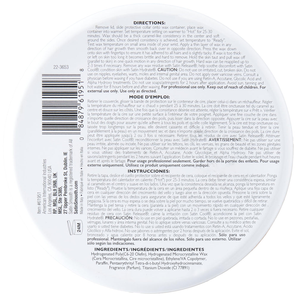 SATIN SMOOTH Coconut Aroma hard wax application—multidirectional use for smooth results.