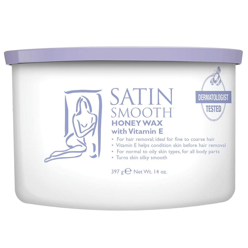 Satin Smooth Honey Wax bottle full view highlighting convenient waxing for sensitive skin