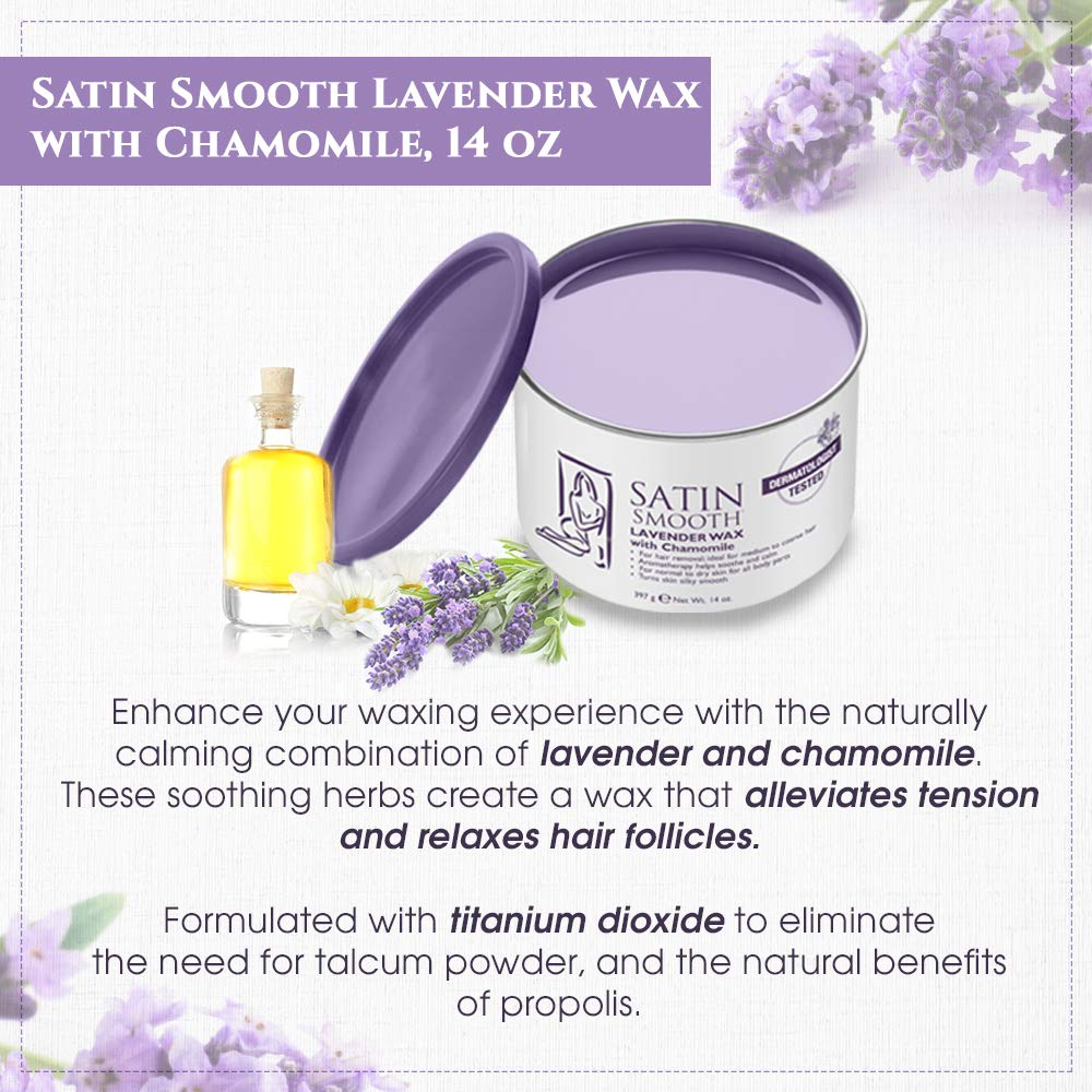 SATIN SMOOTH Lavender Wax body illustrates versatile use on larger areas