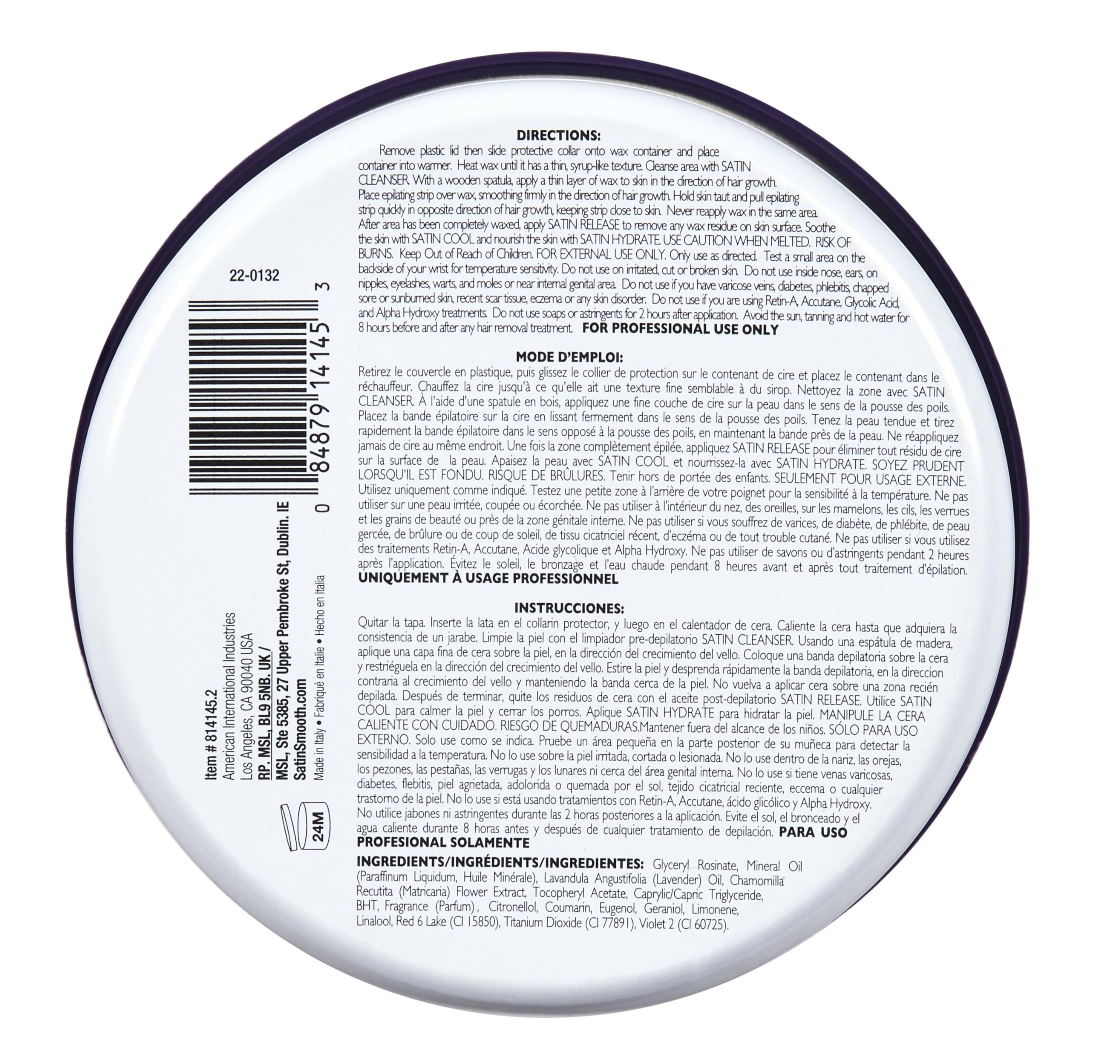 SATIN SMOOTH Lavender Wax skin-smooth closeup showcases soothing finish