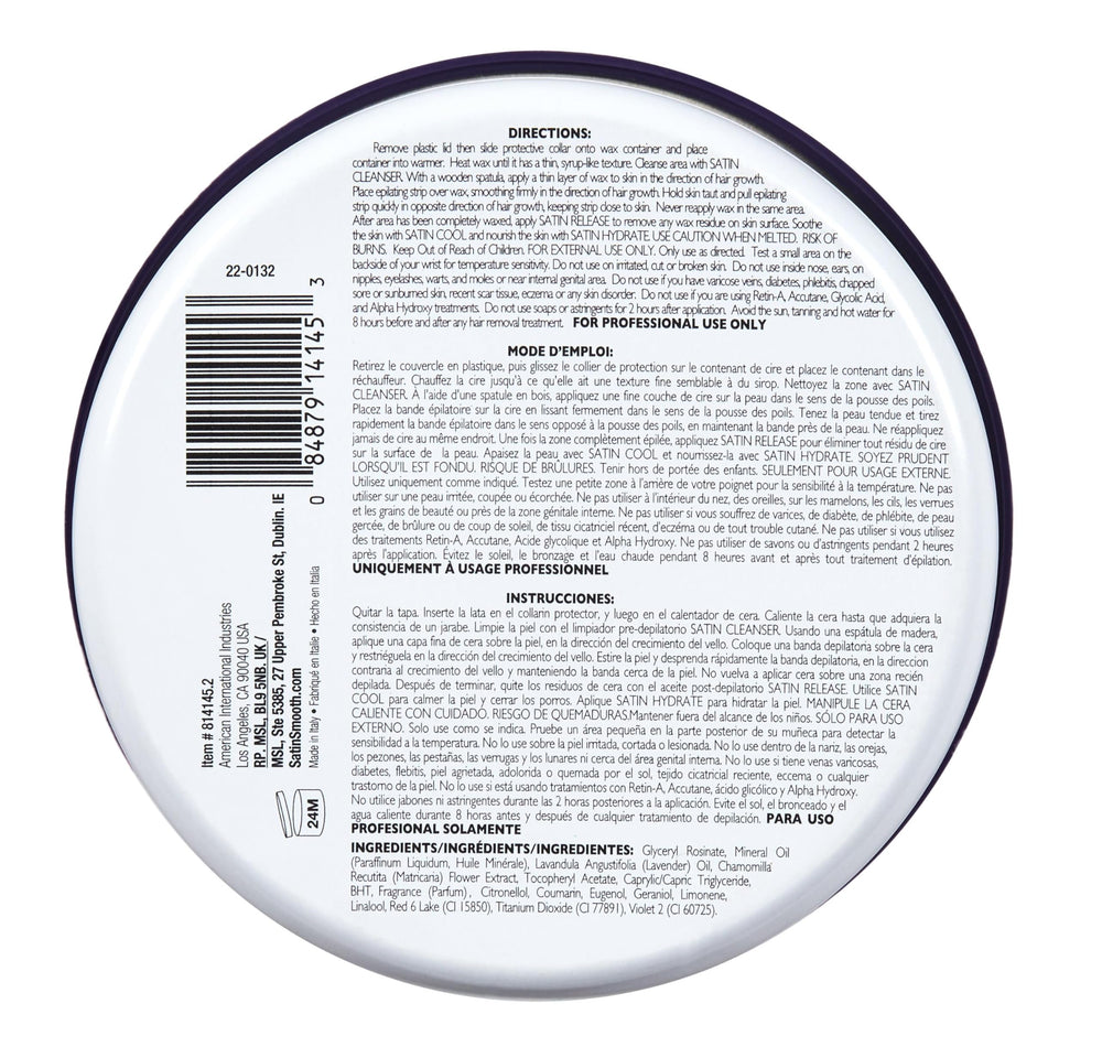 SATIN SMOOTH Lavender Wax skin-smooth closeup showcases soothing finish