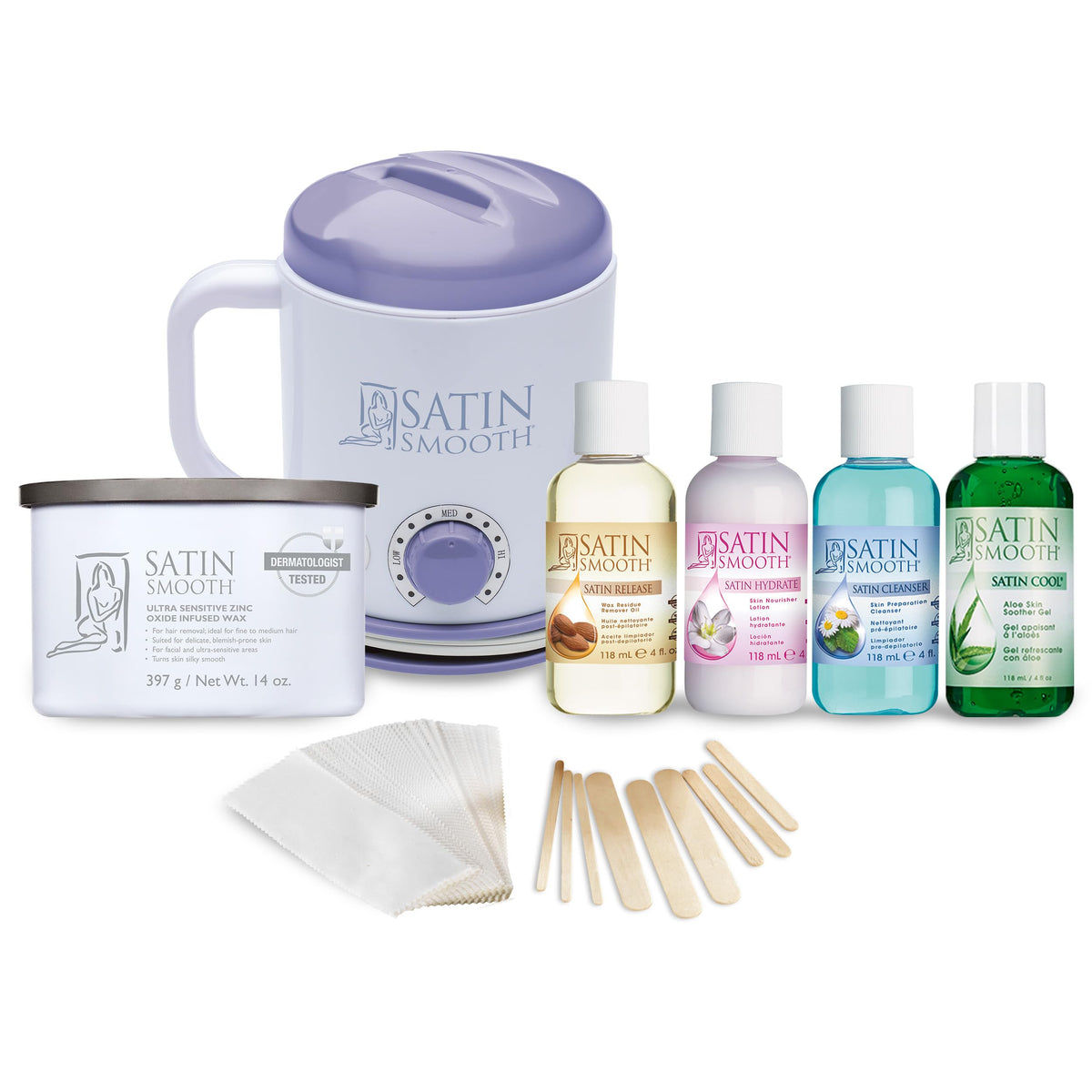 SATIN SMOOTH Select-A-Temp wax warmer for adjustable temperature sessions and at‑home waxing