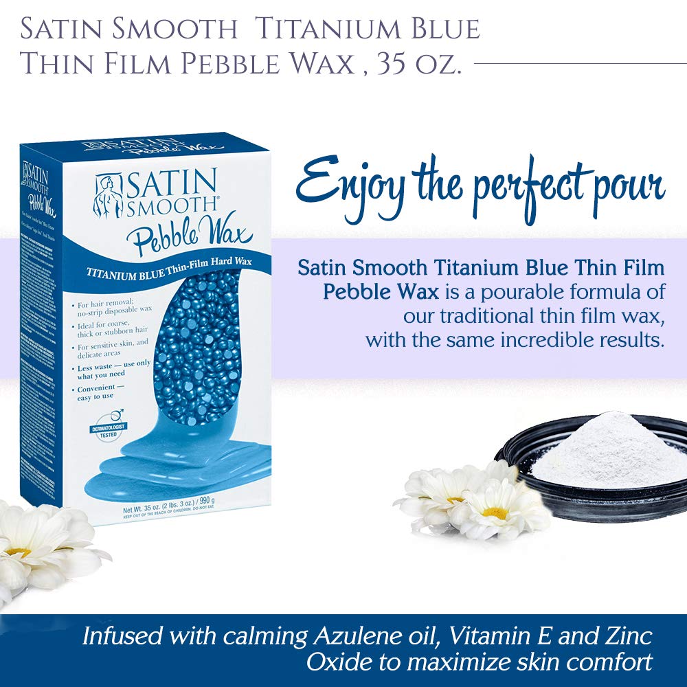 SATIN SMOOTH titanium blue hard wax pebble texture visual supports easy grip during application