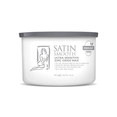 SATIN SMOOTH Ultra Sensitive Zinc Oxide Wax packaging highlights a gentle formula for sensitive skin.