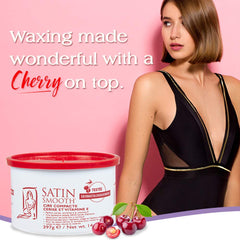 SATIN SMOOTH Wild Cherry Wax spread on skin for easy stripless hair removal