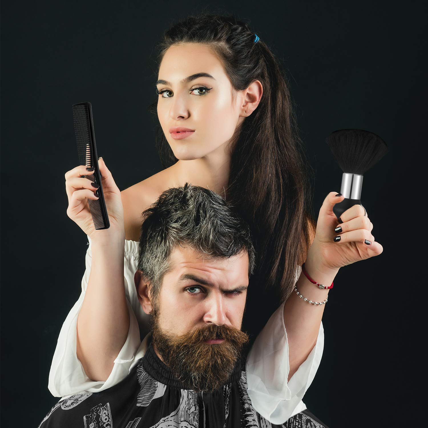 SATINIOR packaging shows 3 capes, 1 neck duster, 2 combs for versatile kits
