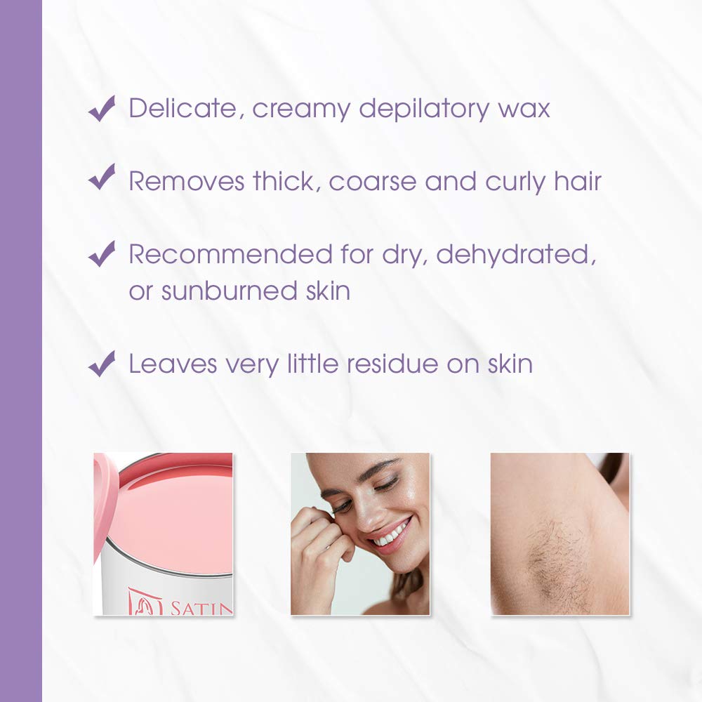 SATIN SMOOTH Deluxe Cream Wax bikini area offers precise waxing with skin-friendly formula.