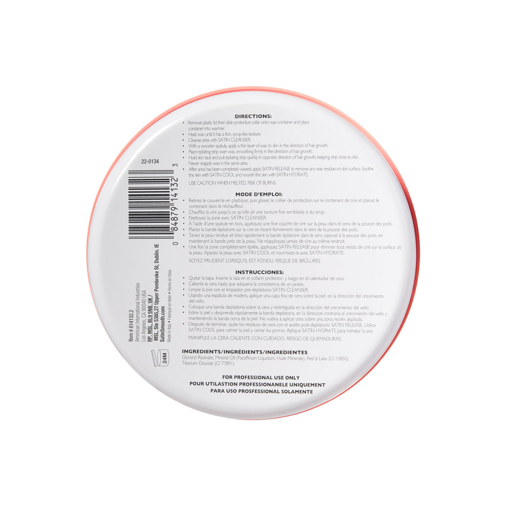 SATIN SMOOTH Deluxe Cream Wax emollients soften hair and condition skin for comfortable waxing.