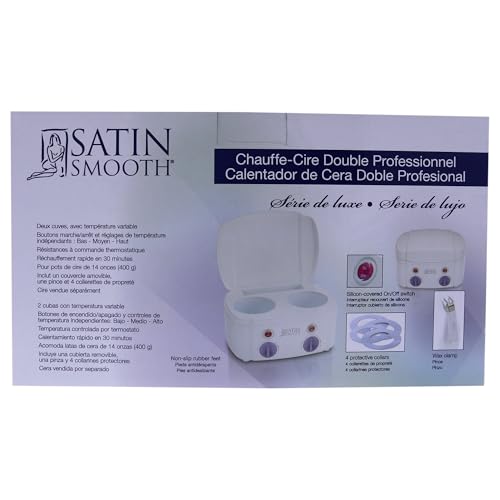 SATIN SMOOTH double wax warmer packaging reveals sturdy construction for shop-ready use.
