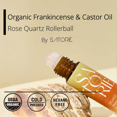 Satorie Rose Quartz Rollerball close-up showing cooling massage.
