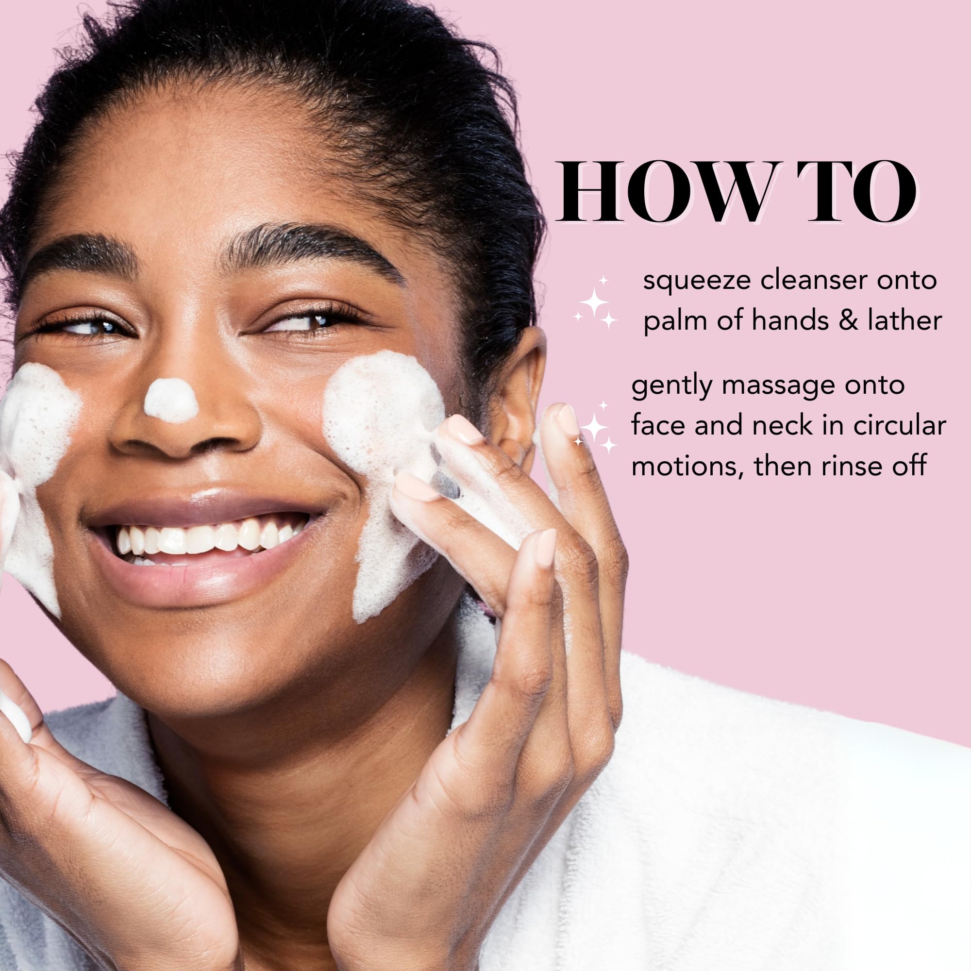 Saturday Skin daily cleanser in use on damp skin.