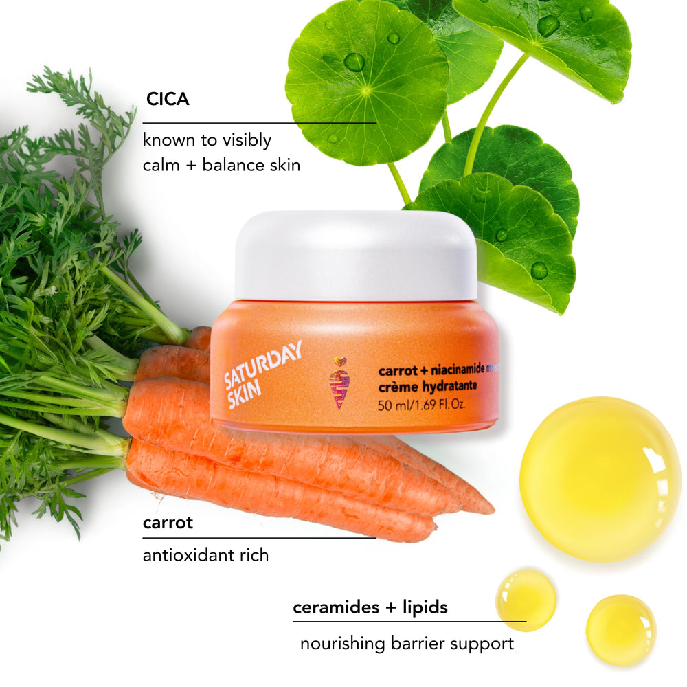 Saturday Skin niacinamide-rich formula tube supports even tone and subtle brightening.
