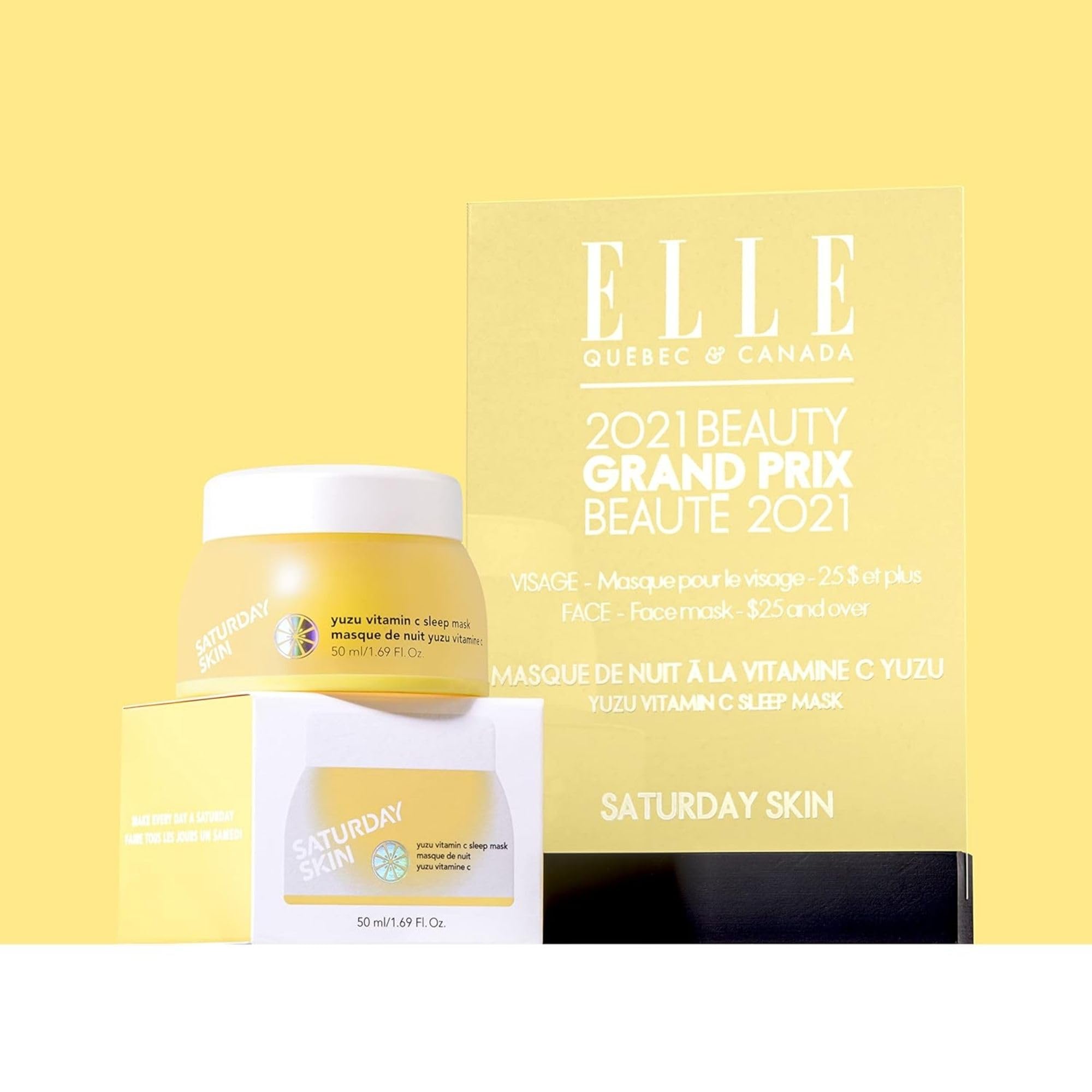 Saturday Skin Yuzu box and jar – premium vegan, cruelty-free skincare.