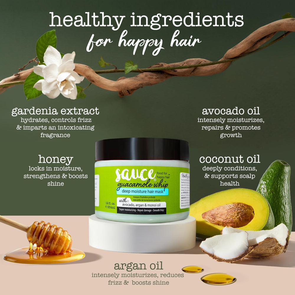 SAUCE BEAUTY Guacamole Mask dispense demonstrates quick 3-5 minute treatment option