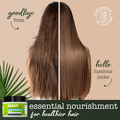 SAUCE BEAUTY Guacamole Mask texture swirl showcases avocado-honey-argan richness for frizz control