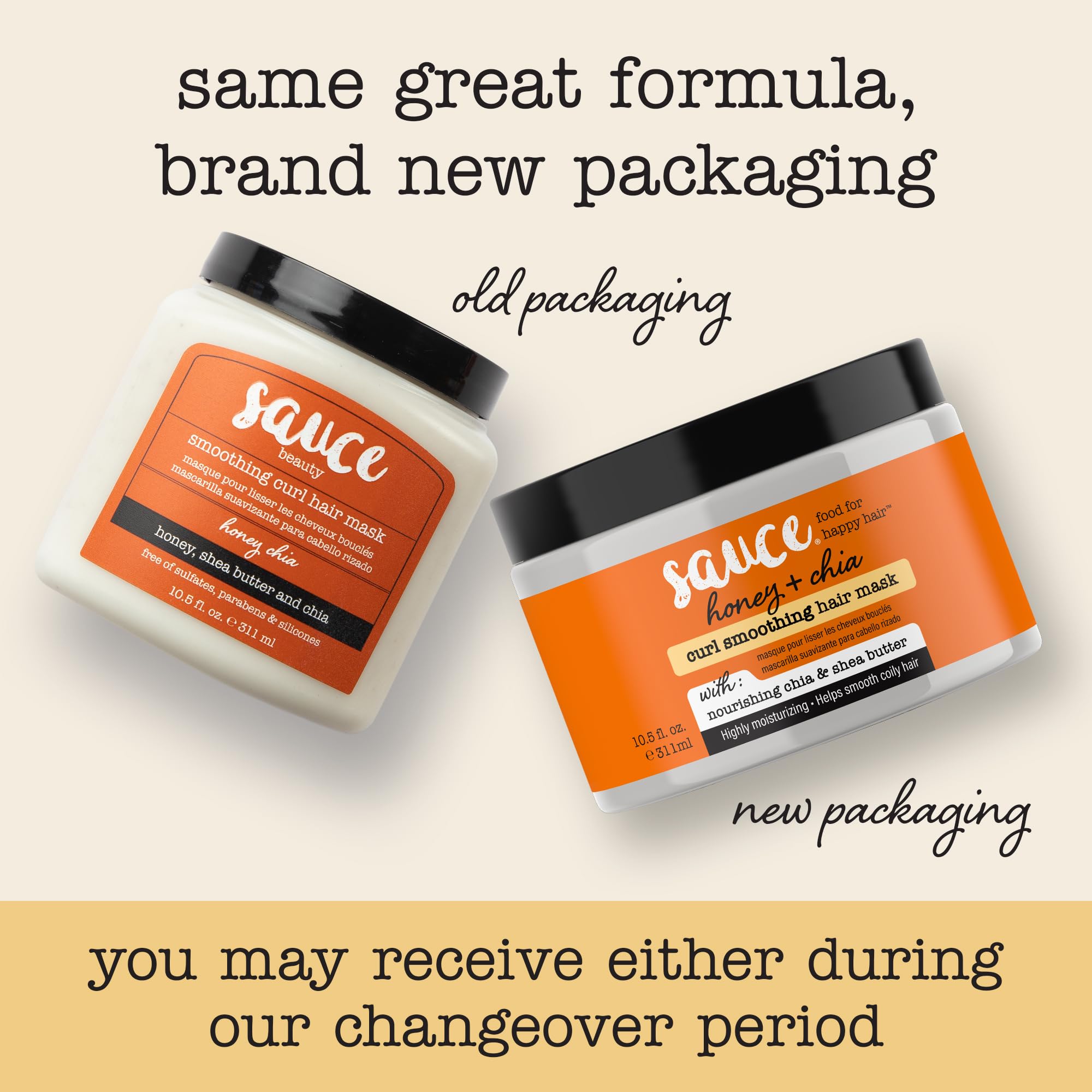 SAUCE BEAUTY Hair Mask Honey Chia ingredients visual highlights honey benefits for hydration