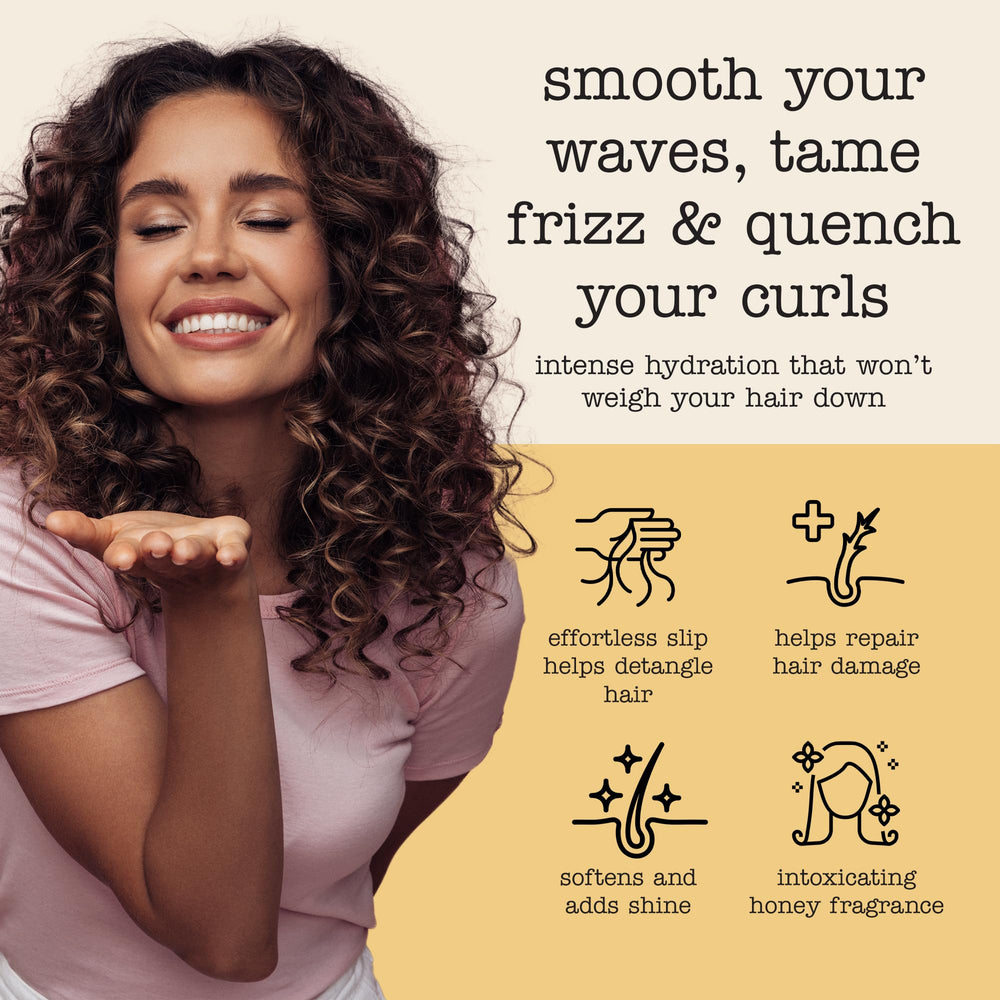 SAUCE BEAUTY Hair Mask Honey Chia demonstrates frizz control and glossy curls after wash