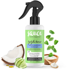 SAUCE BEAUTY Tzatziki leave-in conditioner bottle for smoothing detangling